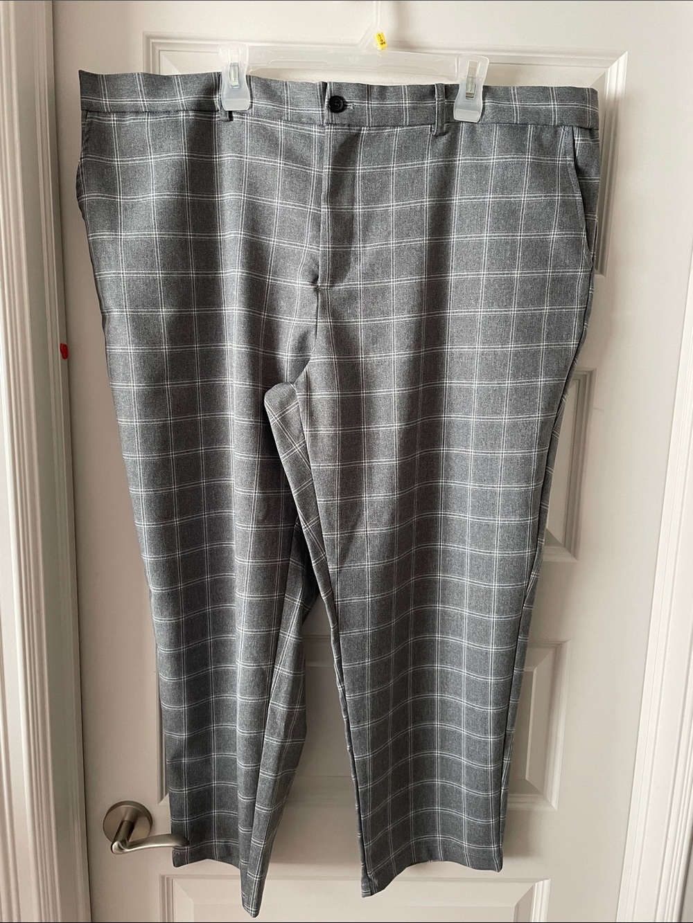 SHEIN Men's Gray Windowpane Dress Pants - Modern Tailored Look